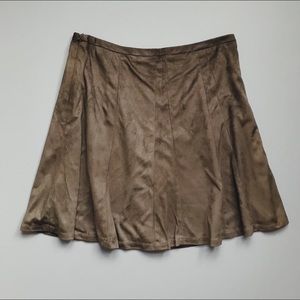The Limited brown faux suede skater skirt